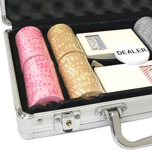 Mala de 200 fichas de poker "Série 1 - Centavos" - em cerâmica 10 g EXCLUSIVIDADE CARTAS PRODUÇÃO