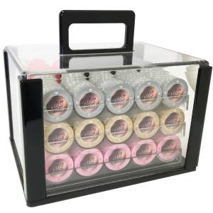 Vogelkooi van 600 pokerchips "Serie 1 - Cents" - van 10 g keramiek. EXCLUSIEF VERSPREID DOOR CARTES PRODUCTIES.