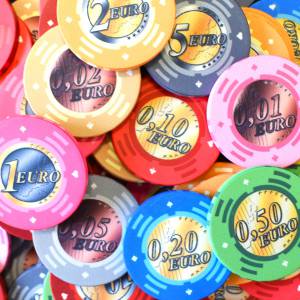 Pokerchips Set „Serie 2 - Centimes“ - 100 Stück - aus Keramik 10 g  - EXKLUSIV BEI KARTENHERSTELLUNG