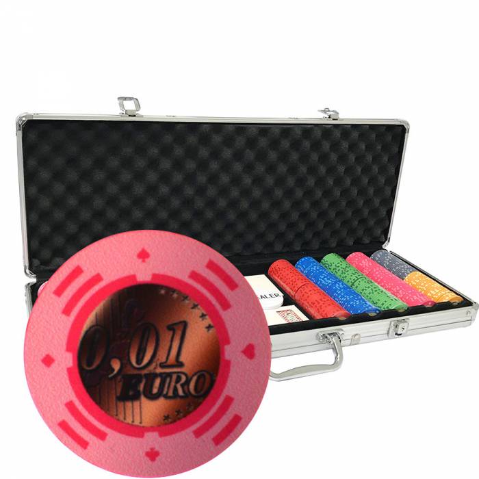 Maletín de 500 fichas de póker "Serie 2 - Centavos" - de cerámica de 10 g EXCLUSIVO DE CARTES PRODUCTION.