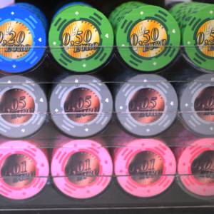 Fågelbur Pokerchips 600 stycken "Serie 2 - Centimes" - i keramik, 10 g, EKSKLUSIVA KORT PRODUKTION.