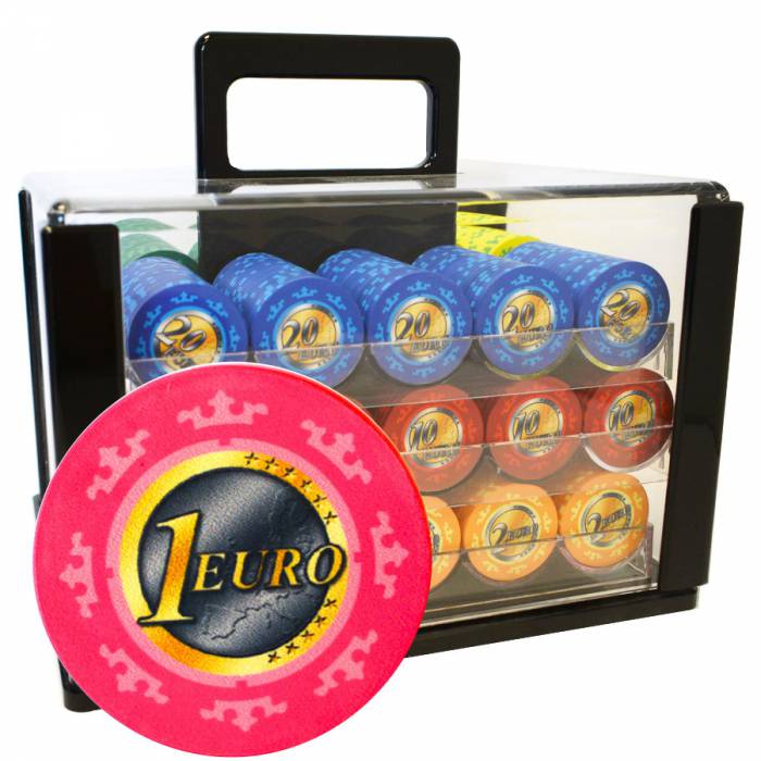 Gabbia per uccelli da 600 fiches da poker "Serie 3 - Euro" - in ceramica da 10 g ESCLUSIVA CARTE PRODUZIONE