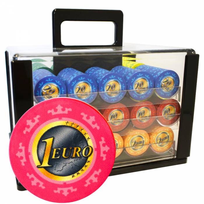 Vogelkäfig mit 600 Pokerchips "Serie 3 - Euro" - aus 10 g Keramik - Exklusivität von CARTES PRODUCTION