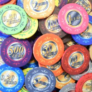 Gabbia per uccelli da 600 fiches da poker "Serie 3 - Euro" - in ceramica da 10 g ESCLUSIVA CARTE PRODUZIONE