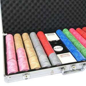 Koffer mit 1000 Pokerchips "Serie 3 - Centimes" - aus Keramik 10 g, exklusiv von CARTES PRODUCTION.