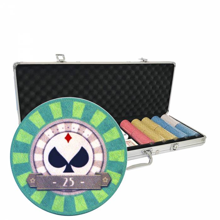 Pokerchips Koffer "SPADS VINTAGE" - 500 Stück - aus 10g Keramik - KARTENEXKLUSIVER PRODUKTION.