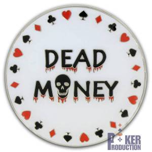 Card-Guard "DEAD MONEY" - em metal - 2 faces diferentes - 50mm de diâmetro.