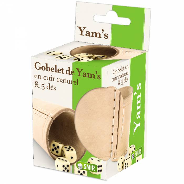 Beker "YAM'S" - van leer - 5 dobbelstenen