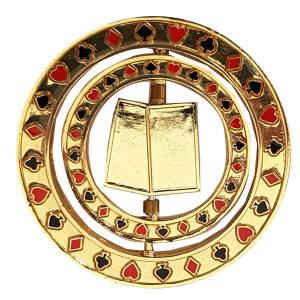 Card-Guard "TRIPLE SPINNER AS" - made of brass - 2 different sides - 50mm in diameter.