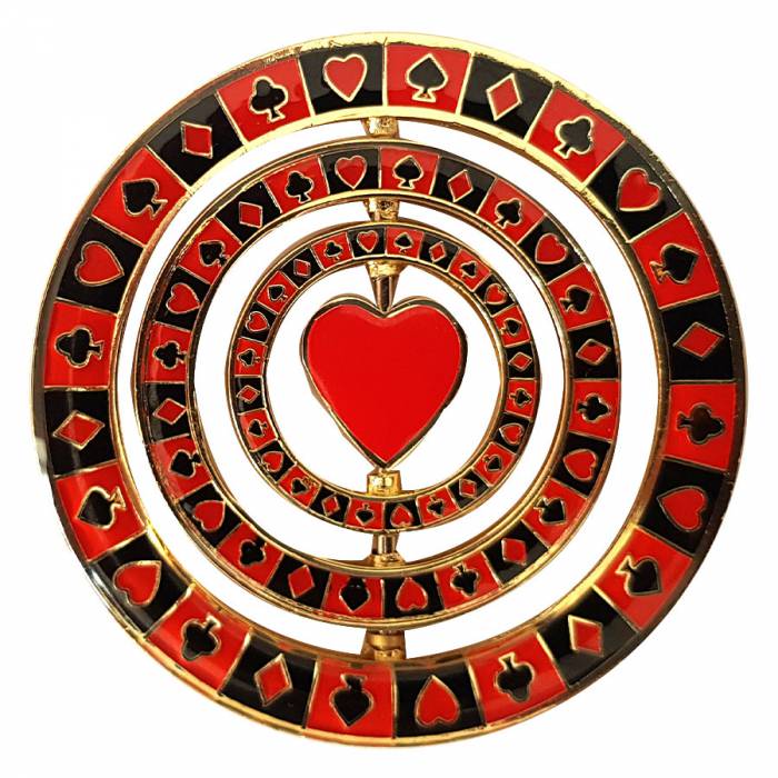 Card-Guard "TRIPLE SPINNER HEART" - made of brass - 2 different sides - 50mm in diameter.