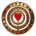 Card-Guard "TRIPLE SPINNER HEART" - in brass - 2 different sides - 50mm in diameter.