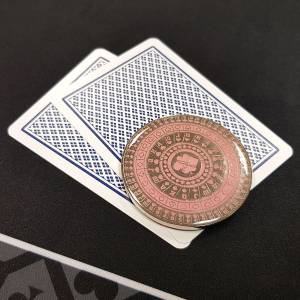 Card Guard "KALEIDOSCOPE PINK" in brass - 50mm.