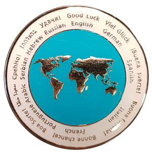 Card-Guard "GOOD LUCK" - made of metal - 50mm in diameter.