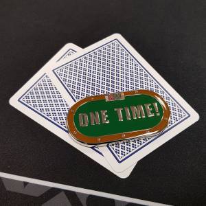 Kaartbeschermer "ONE TIME" - van metaal - 2 verschillende kanten.