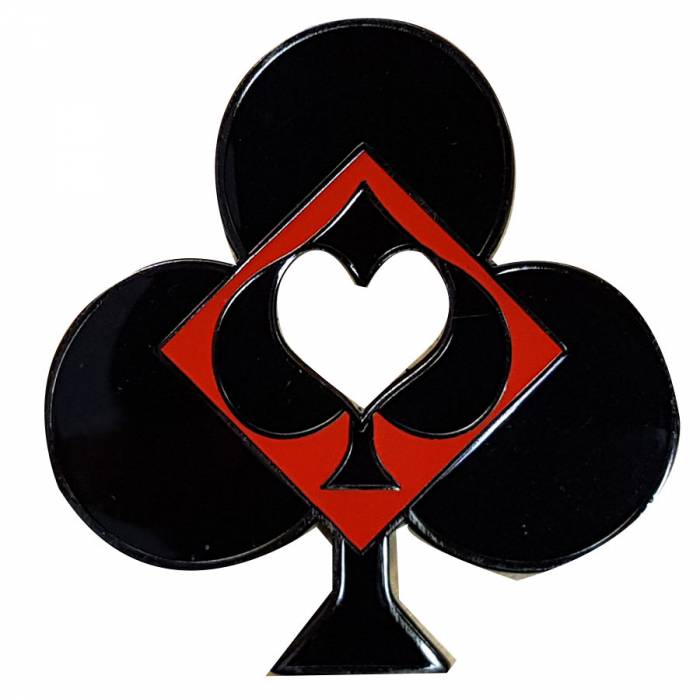 Card-Guard "CLUB SHAPE" - made of metal - 50mm in diameter.