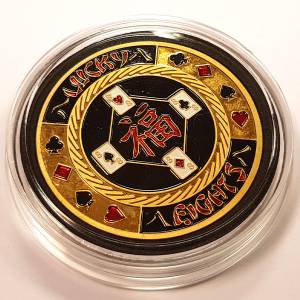 Custodia per carta da gioco "LUCKY 8" - 40 mm - nel suo porta gettoni in plexiglass