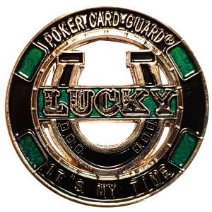 Card Guard "LUCKY SILVER" - 40 mm – dans son protège jeton en plexiglass