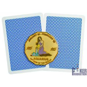 Card Guard "AQUARIUS" - 2 different sides - 50mm - made of brass.