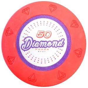 Ficha de pôquer "DIAMOND 1" - 14g - em composto de argila com inserção de metal - à venda unitariamente.