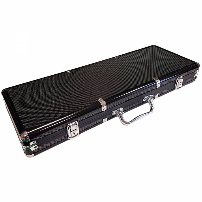 "ALU BLACK 500" storage case for 500 poker chips - imitation aluminum - plastic bottom.