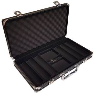 "ALU BLACK 300" Storage Case for 300 Poker Chips - aluminum imitation - plastic bottom.