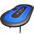 Mesa de póker "FLORÉAL BLUE" - con patas plegables reforzadas - tapete de neopreno jersey - 10 jugadores + repartidor