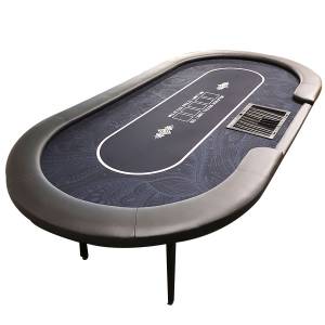Mesa de póker "FLORÉAL BLUE" - con patas plegables reforzadas - tapete de neopreno jersey - 10 jugadores + repartidor