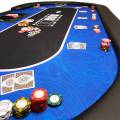 Tavolo da poker "FLORÉAL BLUE" - con piedi pieghevoli rinforzati - tappeto in jersey di neoprene - 10 giocatori + dealer