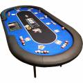 Mesa de poker "FLORÉAL BLUE" - com pés dobráveis reforçados - tapete de neoprene - 10 jogadores + dealer
