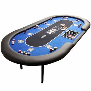 Pokerbord "FLORÉAL BLUE" - med förstärkta fällbara ben - jersey neoprenmatta - 10 spelare + dealer