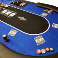 Mesa de póker "FLORÉAL BLUE" - con patas plegables reforzadas - tapete de neopreno jersey - 10 jugadores + repartidor