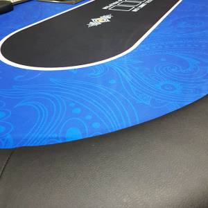 Mesa de poker "FLORÉAL BLUE" - com pés dobráveis reforçados - coberta com tecido de neoprene - 10 jogadores + crupiê