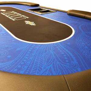 "FLORÉAL BLUE" poker table - with reinforced folding legs - neoprene jersey felt - 10 players + dealer