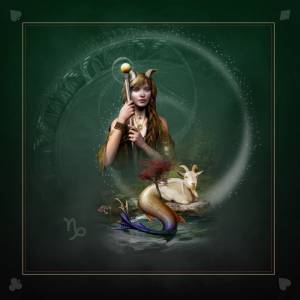 "ASTRO CAPRICORN" Card Reading Mat - neoprene jersey - square - 80 x 80 cm.