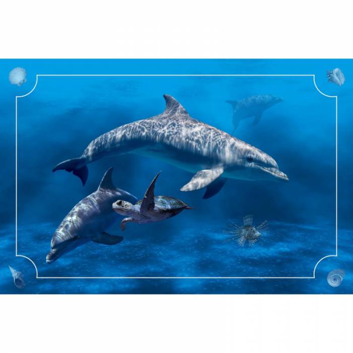 Tapis de jeux de cartes "DAUPHINS" - jersey néoprène - 60 x 40 cm - rectangulaire