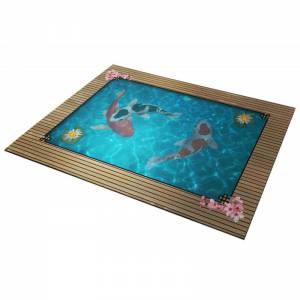 Tappeto da gioco per carte "LAGO GIAPPONESE" - jersey in neoprene - 60 x 40 cm - rettangolare