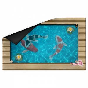 Tappeto da gioco per carte "LAGO GIAPPONESE" - jersey in neoprene - 60 x 40 cm - rettangolare