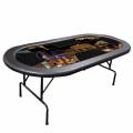 Opklapbare pokertafel met "AANGEPAST TAPIJT" - neopreen jersey tafelzeil - verwijderbare randkussens - 10 spelers