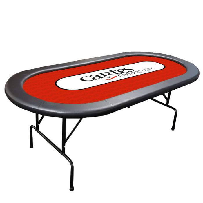 Table de poker pliante avec "TAPIS PERSONNALISÉ" - tapis jersey néoprène - boudins amovibles - 10 joueurs