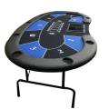 Poker Tisch "HARICOT BLUE" - mit klappbaren Beinen - Neopren Jersey Tischdecke - 9 Spieler + Dealer