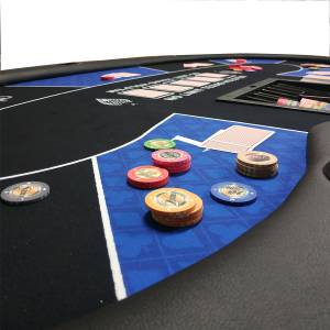 Pokerbord "HARICOT BLUE" - med fällbara ben - neoprenmatta - 9 spelare + dealer