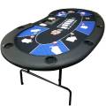 Mesa de pôquer "HARICOT BLUE" - com pernas dobráveis - tapete de neoprene - 9 jogadores + crupiê