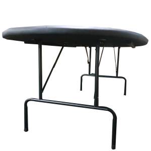 Mesa de póquer "HARICOT BLUE" - con patas plegables - tapete de neopreno jersey - 9 jugadores + repartidor