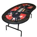 Mesa de pôquer "HARICOT BLUE" - com pernas dobráveis - tapete de neoprene - 9 jogadores + crupiê