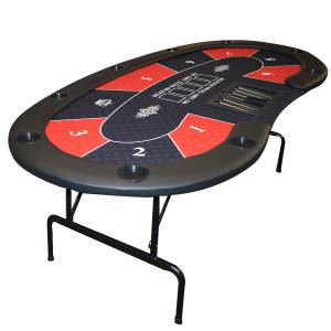 Pokerbord "HARICOT BLUE" - med fällbara ben - neoprenmatta - 9 spelare + dealer
