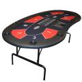 Tavolo da poker "HARICOT BLUE" - con gambe pieghevoli - tappetino in jersey di neoprene - 9 giocatori + dealer