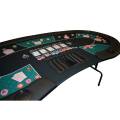 Mesa de pôquer "HARICOT BLUE" - com pernas dobráveis - tapete de neoprene - 9 jogadores + crupiê