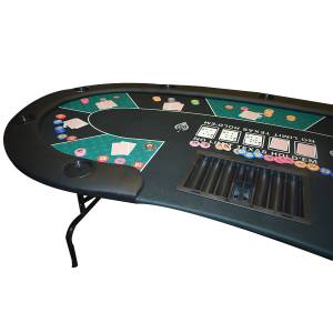 Poker Tisch "HARICOT BLUE" - mit klappbaren Beinen - Neopren Jersey Tischdecke - 9 Spieler + Dealer