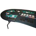 "HARICOT BLUE" Poker Table - with folding legs - neoprene jersey mat - 9 players + dealer.