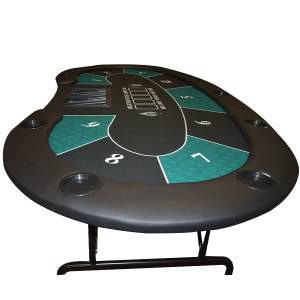 "Poker table 'HARICOT BLUE' - with folding legs - neoprene jersey felt - 9 players + dealer"